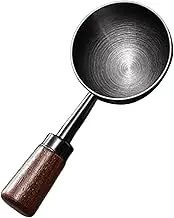 yuksok Spice Powder Teaspoon Wood Handle Coffee Coffee Bean for Powder Cooking Ground Beans Sugar Kitchen Gadgets, Black, 10cmx4.4cm