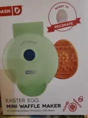 Dash Mini Waffle Maker Easter Egg 4" Nonstick, Hashbrowns Light Green New
