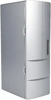 Baceyong Mini Fridge, Portable Cooler and Warmer, Portable Mini USB Refrigerator, 5V 10W USB Mini Fridge Refrigerator with LED Light, Energy Saving Mini Car Refrigerator, Silver