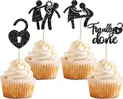 Gyufise 24 Pack Black Glitter Divorce Cupcake Toppers Boy Bye Finally Done Cupcake Picks Decorations for Divorce Break Up Party Decoration Freedom Party Supplies