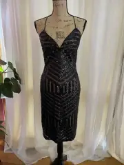 Bardot Sequin Halter neck Dress - Lined 14 Art Deco Style look