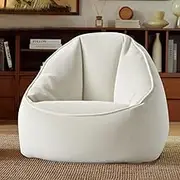 Bean Bag Chair Cover (No Filler) Corduroy Bean Bag Sofa Cover with Ottoman Giant Beanbag for Adults Kids Living Room Gaming Reading Rela(White,Single)