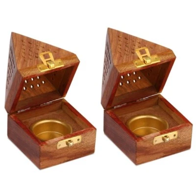 Handcrafted Wooden Incense Holder/Dhoop Stand ( Pack of 2, Size: 3 inch )