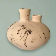 NEW Raku Genuine Horsehair Handmade Engagement Vase Peach