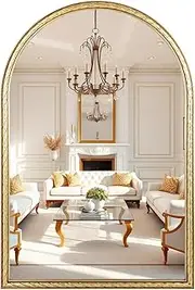 Varsoul Gold Arch Wall Mirror Mental Frame – 24 * 36in Arch Mirror for Over Sink/Fireplace/Entryway Vanity, Living Room or Event