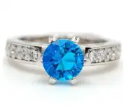 3CT Blue Topaz & Topaz 925 Solid Sterling Silver Ring Jewelry Sz 7 IB2-6
