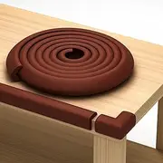 (Brown 15ft) - Furniture Edge and Corner Guards 4.9m Protective Foam Cushion 4.6m Bumper 4 Adhesive Childsafe Corners Baby Child Proofing Foam Set and Safe for Table, Fireplace, Countertop Brown