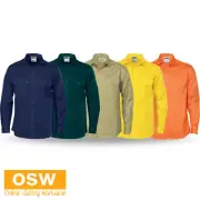 Cool-Breeze Long Sleeve Work Shirt Twin Button Down Flap Pocket 3208