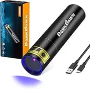 DARKDAWN UV 365nm Black Lights，Mini USB - C Rechargeable Flashlights Portable Woods Lamp, Handheld Portable Blacklight 370nm for Cat Urine Detection, Stains, Uranium Glass, Leak Detection, V4 365 nm