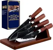 Luxury Knife Block Set 4PCS Germany Stainless Steel with Modern Block, Elegant Design Also Practicality, Easy to Pick Up, Japanese Chef Knife, Best Wedding Gift