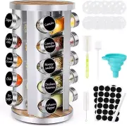 Spice Rack Organizer with Jars for Cabinet (20Pcs) Revolving/Rotating Seasoning