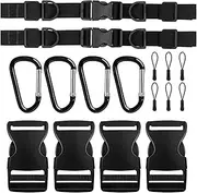 2 Pair Adjustable Backpack Chest Strap with Backpack Accessories - 4 Carabiner Clips, 4 Side Release Buckles, 6 Zipper Cord, Non-Slip Rucksack Straps for DIY Bags Backpack Cargo Strapping