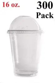 [ 300 Pack ] Cups, Iced Coffee Go Cups and Dome Lids 16 oz.