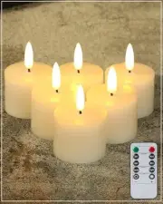 Waxy Flameless Votive Candles with Remote Timer, 2" Diameter D2" X H1.5" White