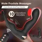 Cock Ring Vibrator Wireless Male Prostate Stimulator Butt Plug Anal Male Sex Toy