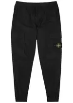Stone Island Logo Stretch-cotton Cargo Trousers - Black - M M