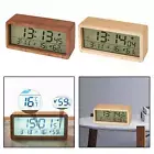 Wood LCD Digital Alarm Clock Temperature Date Week Display Portable Clocks