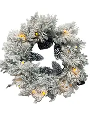 The Everest Flocked Wreath 60cm Pre-Lit