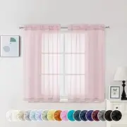Sheer Curtains 45 Inch Long 2 Panels, Short 42"W x 45"L (Pack of 2) Blush Pink