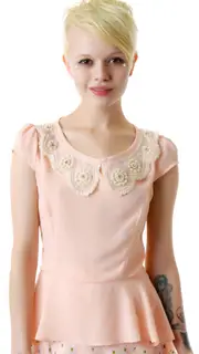 Girl With A Pearl Peplum Top