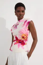 Floral Print Jersey Sleeveless Top