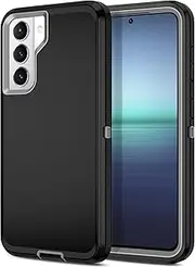 [I-HONVA] for Galaxy S21 5G Case Shockproof Dust/Drop Proof 3-Layer Full Body Protection [Without Screen Protector] Rugged Heavy Duty Cover Case for Samsung Galaxy S21 5G 6.2",Black/Grey