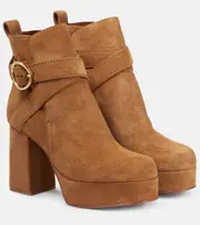 [See By Chloe] See By Chloé Lyna suede platform ankle boots AU 10 brown