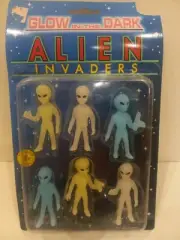 Vintage 1997 Alien Invaders Set of 6 Glow in the Dark NOS - Imperial Toys
