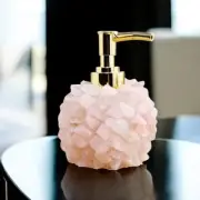 5" Elegant Rose Quartz Handmade Soap Dispenser: Perfect For Bathroom Accessory