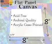 8"x8" Flat Panel Canvas Board - Primed White, 100% Cotton, Ready for Painting