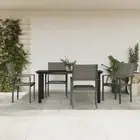5 Piece Garden Dining Set Black Steel Textilene Outdoor Furniture Patio Ta 00746