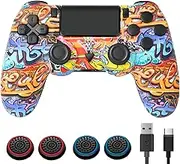 Labtec Wireless Controller for P4, P4 Pro, P4 Slim, PC Console, With Double Shock/Stereo Headset Jack/Touch Pad/Six-axis Motion Control (Graffiti)