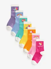 Little Bird by Jools Oliver Multi Pastel Rainbow Days of the Week Socks 7 Pack (160812) | $28 - $32