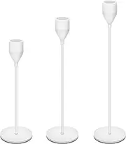 Taper Candle Holders White Table Decorative Candlestick Holder for Wedding Dinning Party Candle Holders for Taper Candles Metal Candle Stand,Fits 3/4 Inch Slim Candles & Led Candles (Pure White)