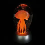 HONGVILLE Yellow Glass Jellyfish Paperweight 4.5"X3"(Glow in Dark) With led base