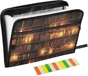 Quteprint 13 Pockets Expanding File Folder with Zipper Closure, Library Books Candlelight Accordion File Folder with Sticky Labels, Letter Size A4 Papers Expandable File Document Organizer