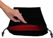 [EFENDIZ] Large velvet drawstring pouch, red velvet lining Inside,11 x 13.5 in black bag