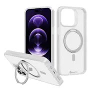 iPhone 15 Case Cover Compatible With 360o Rotation Magnetic Matte Stand And Compatible With MagSafe Technology- White