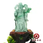 【喜緣玉品】天然飄陽綠翡翠玉財神擺件(遇財神)