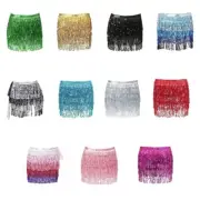 Sequin Tassel Hip Scarf Waist Chain Skirts Costume Body Jewelry for Women