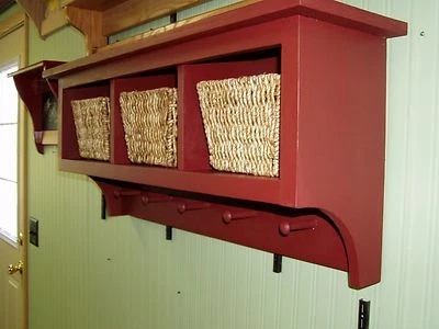 Cubby Wall Hanging Storage Unit with Coat Hooks, Entryway organizer Coat Rack