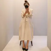 在飛比找Yahoo!奇摩拍賣優惠-M SELECT 秋裝 韓版 質感 棉麻 連身裙 女長款 氣