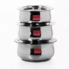 Sumeet Stainless Steel Cookware Set With Lid, 1.1L , 1.4L , 1.7L, 3 Piece(Steel)