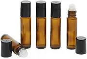 Kosmetex Amber Glass Deodorant Stick 10 ml, Empty Roll-On Bottle with Deodorant Roller for Filling Yourself, Pack of 5