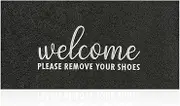 AAZZKANG Welcome Mat Outdoor Please Remove Your Shoes Doormat Non Slip Front Door Mat 120x45cm Quickly Trap Dirt Easy to Clean Entrance Mats for Indoor High Traffic Areas Black