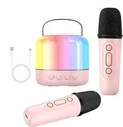 Portable Speaker with Microphone - Cordless Microphone Speaker Set,Led Light Design Music Player, Singing Machine Sound Box for Family Friends