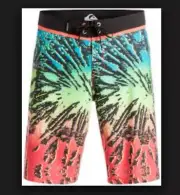 NEW Quiksilver sz 36 swim GLITCHED 21" board shorts green orange black