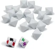 20 pcs D8 White Blank dice 21mm for Board Games, Teaching and DIY