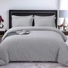 Size Comforter Set Seersucker 7 Pieces, All Season Luxury Bed King Light Grey