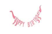 Dinosaur Pink Dino Shaped Happy Birthday Bunting Banner